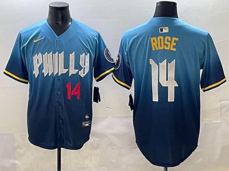 Men 2025 Philadelphia Phillies #14 Rose Blue City Edition Nike MLB Jersey style 3